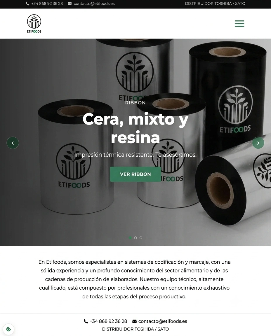 Captura de Etifoods — Web & Tienda online